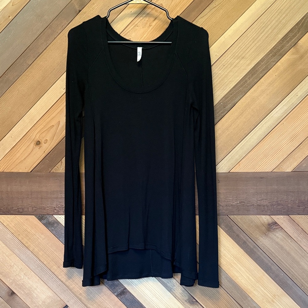 Free People Black Long Sleeve Top